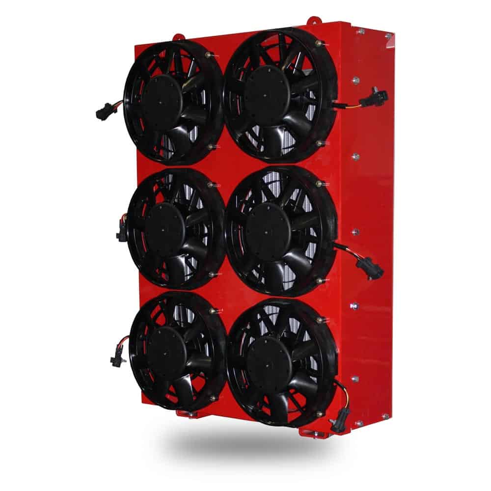 Electric Fan Cooling System in red - Full image side