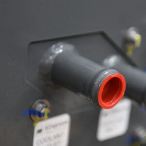 Close up of Grayson Thermal System's Rail Battery Thermal Management System in grey
